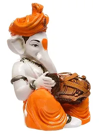 Coriox Ganesha Playing Dholak Polyresine Idol (16 Cm X 13.59 Cm X 13 Cm)-thumb2