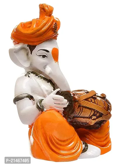 Coriox Ganesha Playing Dholak Polyresine Idol (16 Cm X 13.59 Cm X 13 Cm)-thumb3