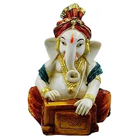 KARIGAARI - Ideas Hand Crafted Poly Resine Lord Ganesha Idol (KK0615, White)-thumb1