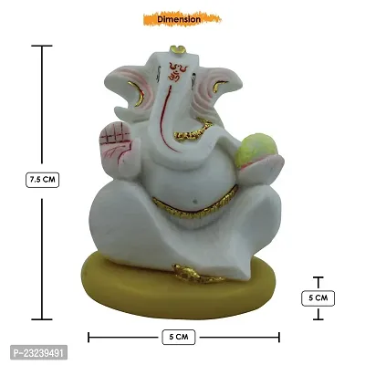 KARIGAARI - Ideas Hand Crafted Polyresin White Eco Friendly Lord Ganesh Idol Figurine-thumb5