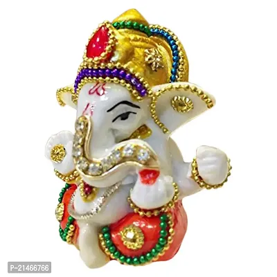 Classic White Stone God Ganesha Car Dashboard Decor Statue | Hindu Idol God Ganesh Ganpati Decor Sculpture | Decorative Gift-thumb5