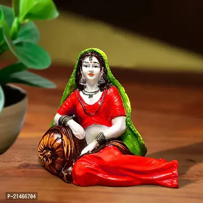 Classic- Ideas Hand Crafted Polyresin Eco Friendly Rajasthani Women Idol Figurine (Red)-thumb0