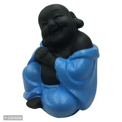 Karigaari India Polyresin Meditating Monk Buddha / Laughing Buddha / Happy Man Statue Standard Orange Color, 1 Piece - Lb-03-thumb5