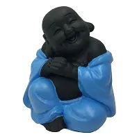 Karigaari India Polyresin Meditating Monk Buddha / Laughing Buddha / Happy Man Statue Standard Orange Color, 1 Piece - Lb-03-thumb1