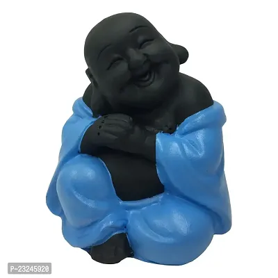 Karigaari India Polyresin Meditating Monk Buddha / Laughing Buddha / Happy Man Statue Standard Orange Color, 1 Piece - Lb-03-thumb2