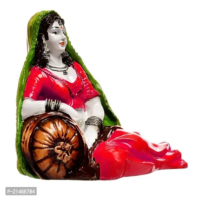Classic- Ideas Hand Crafted Polyresin Eco Friendly Rajasthani Women Idol Figurine (Red)-thumb3