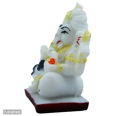 Classic- Ideas Hand Crafted Polyresin White Eco Friendly Ganesh Idol Figurine For Home Deacute;cor-thumb3