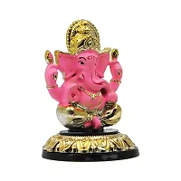 Classic Gold Plated Golden Stand Pink Color Ganesh Idol For Car Dashboard and Home Decor I Car Dashboard Idols I Ganpati For Car Dashboard I Car Idols For Dashboard-thumb2