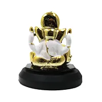 Classic Gold Plated Golden Tabla White Color Ganesh Idol For Car Dashboard and Home Decor I Car Dashboard Idols I Ganpati For Car Dashboard I Car Idols For Dashboard-thumb4