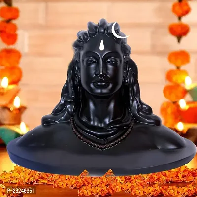 CreateByYou Resin Lord Adiyogi Mahadev Shiv Shankara Showpiece Idol Murti Statue For Car Dashboard, 6 X 4.5 X 4 Inches, Black