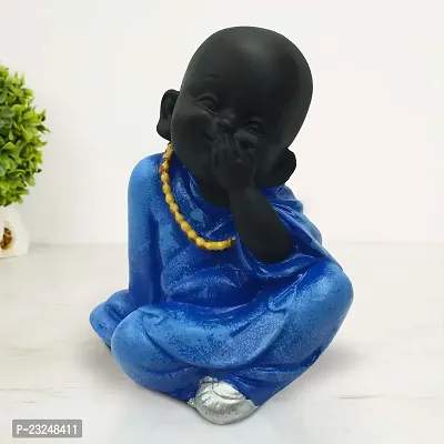Karigaari India Polyresin Meditating Monk Buddha / Laughing Buddha / Happy Man Statue Standard Green Color, 1 Piece - HM-08