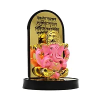 Classic Gold Plated Ganpati Mantra Pink Color Ganesh Idol For Car Dashboard and Home Decor I Car Dashboard Idols I Ganpati For Car Dashboard I Car Idols For Dashboard-thumb1