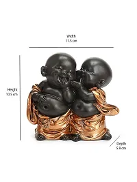 Karigaari India Handcrafted Resine Little Laughing Buddha Showpiece | Buddha Idols for Home Decor I Buddha Showpiece I Showpiece for Home I Color: Black  Bronze-thumb4