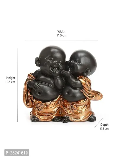 Karigaari India Handcrafted Resine Little Laughing Buddha Showpiece | Buddha Idols for Home Decor I Buddha Showpiece I Showpiece for Home I Color: Black  Bronze-thumb5