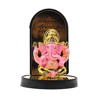 Classic Gold Plated Ganpati Mantra Pink Color Ganesh Idol For Car Dashboard and Home Decor I Car Dashboard Idols I Ganpati For Car Dashboard I Car Idols For Dashboard-thumb3