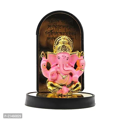 Classic Gold Plated Ganpati Mantra Pink Color Ganesh Idol For Car Dashboard and Home Decor I Car Dashboard Idols I Ganpati For Car Dashboard I Car Idols For Dashboard-thumb4