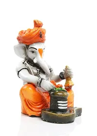 Classic Polyresin Ganesha Figurine, 14.61 X 10.21 X 7.80 Cm,, Multicolour, 1 Piece-thumb1