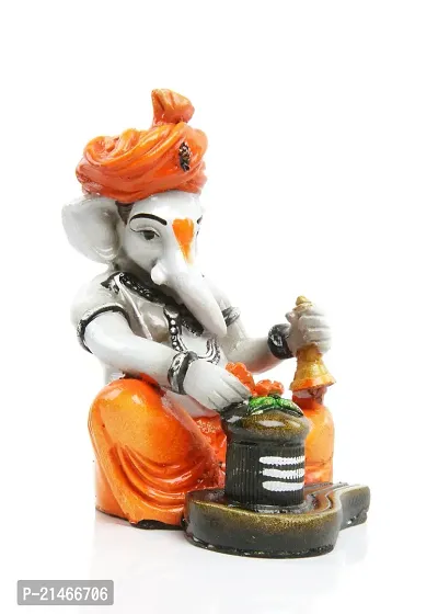 Classic Polyresin Ganesha Figurine, 14.61 X 10.21 X 7.80 Cm,, Multicolour, 1 Piece-thumb2