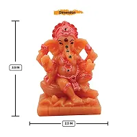 KARIGAARI - Ideas Hand Crafted Lord Ganesha Statue for Home Temple Office Car Dashboard Decor (Orange, KK0676)-thumb2