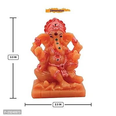 KARIGAARI - Ideas Hand Crafted Lord Ganesha Statue for Home Temple Office Car Dashboard Decor (Orange, KK0676)-thumb3