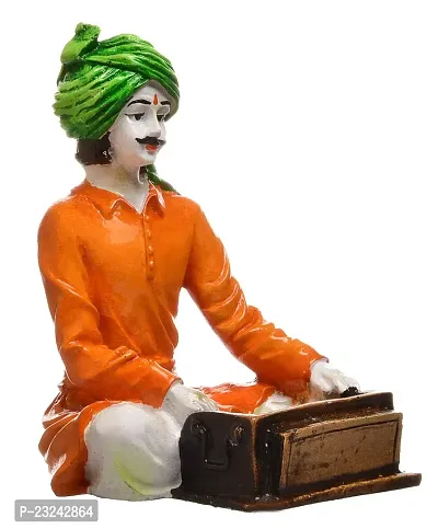 KARIGAARI - Ideas Hand Crafted Polyresin Orange Eco Friendly Rajasthani Idol Figurine-thumb3