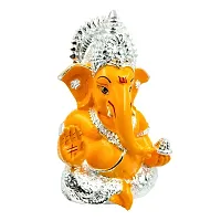 Karigaari India Ganpati Silver Plated Gold Resin Ganesha for Car Dashboard Idol  Showpiece (4 x 4, Yellow) showpiece,(Pack of 1)-thumb2