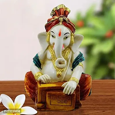 KARIGAARI - Ideas Hand Crafted Poly Resine Lord Ganesha Idol (KK0615, White)