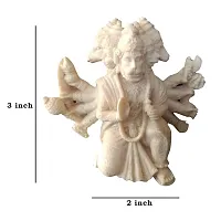 Classic Beautifully Handcrafted Marble Panchmukhi Hanuman Ji Idol For Car Dashboard, Temple Statue Showpiece-Size (3 Inch) (White)-thumb2