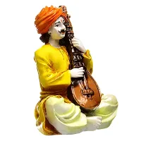 Karigaari India Handcrafted Man Playing Sitar Musical Instrument Resin Sculpture | Showpiece, Multicolour, Height : 26 cm, Breadth : 15 cm, Length : 18 cm-thumb3