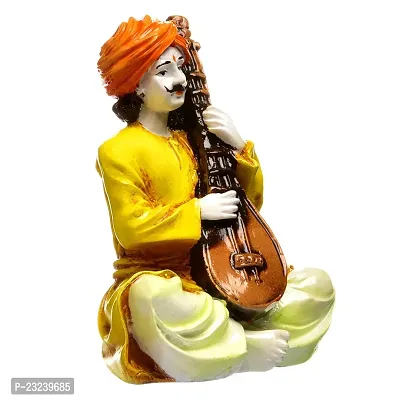 Karigaari India Handcrafted Man Playing Sitar Musical Instrument Resin Sculpture | Showpiece, Multicolour, Height : 26 cm, Breadth : 15 cm, Length : 18 cm-thumb4