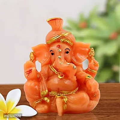 KARIGAARI - Ideas Hand Crafted Poly Resine Lord Ganesha Statue for Home Decor (KK0560, Orange)