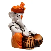 Classic Polyresine Ganesha Playing Tabla Idol-thumb4