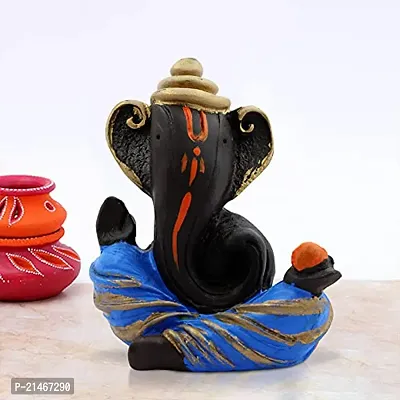 Classic- Ideas Hand Crafted Poly Resine Lord Ganesha Statue For Home Decor (Kk0599, Blue)-thumb0