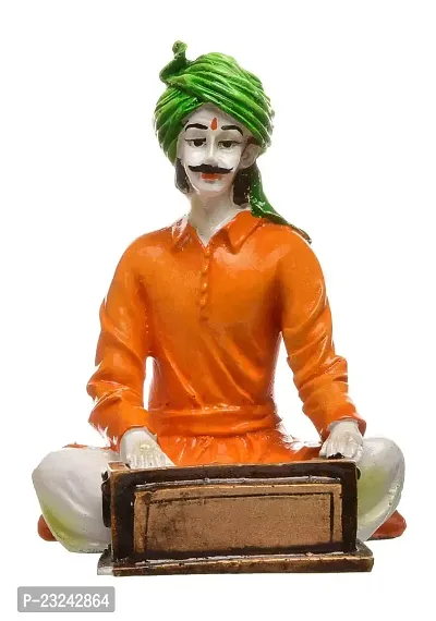 KARIGAARI - Ideas Hand Crafted Polyresin Orange Eco Friendly Rajasthani Idol Figurine-thumb0