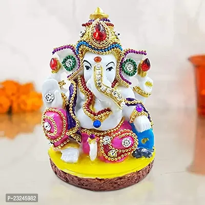 KARIGAARI - Ideas Hand Crafted Resin Ganesha Studded with Stone For Car Dashboard (Standard)
