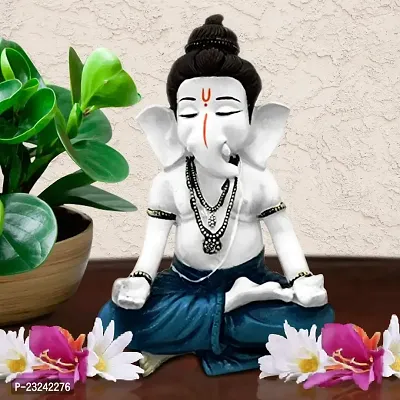 Karigaari India Handcrafted Polyresin Eco Friendly Lord Ganesha Ganpati Idol Figurine | Lord Ganesha Statue for Home Decoration (Multicolor)-thumb0