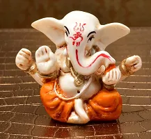 Classic Handcrafted Resine Little Sitting Ganesha Idol Sculpture | Showpiece For Home Deacute;cor And Office I Vinayaka Showpiece I Car Dashboard Showpiece I Ganesha Idols-thumb1