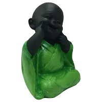 Karigaari India Polyresin Meditating Monk Buddha / Laughing Buddha / Happy Man Statue Standard Green Color, 1 Piece - HM-06-thumb2