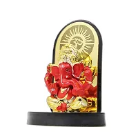 Classic Gold Plated Golden Om Red Color Ganesh Idol For Car Dashboard and Home Decor I Car Dashboard Idols I Ganpati For Car Dashboard I Car Idols For Dashboard-thumb2