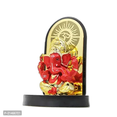 Classic Gold Plated Golden Om Red Color Ganesh Idol For Car Dashboard and Home Decor I Car Dashboard Idols I Ganpati For Car Dashboard I Car Idols For Dashboard-thumb3