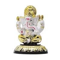 Classic Gold Plated Golden Stand White Color Ganesh Idol For Car Dashboard and Home Decor I Car Dashboard Idols I Ganpati For Car Dashboard I Car Idols For Dashboard-thumb3