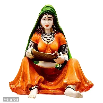 Classic Handcafted Rajasthani Lady With Supda Polyresine Showpiece For Home Decor-thumb2