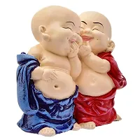 Classic Handcrafted Resine Little Laughing Buddha Monk Sculpture | Showpiece For Home Deacute;cor And Office, Blue-thumb4