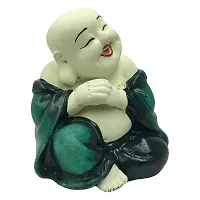 Karigaari India Polyresin Meditating Monk Buddha / Laughing Buddha / Happy Man Statue Standard Golden Color, 1 Piece - Lb-01-thumb2