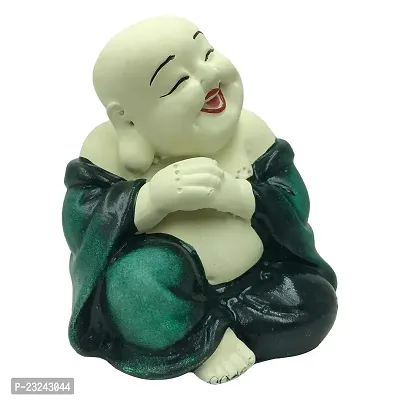 Karigaari India Polyresin Meditating Monk Buddha / Laughing Buddha / Happy Man Statue Standard Golden Color, 1 Piece - Lb-01-thumb3
