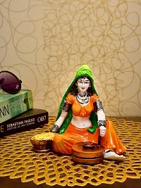 Karigaari India Handcrafted Rajasthani Lady Making Chakki Polyesine Idol Showpiece for Home Decor.-thumb1