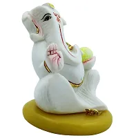 KARIGAARI - Ideas Hand Crafted Polyresin White Eco Friendly Lord Ganesh Idol Figurine-thumb2