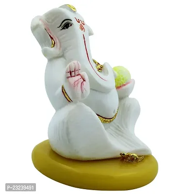 KARIGAARI - Ideas Hand Crafted Polyresin White Eco Friendly Lord Ganesh Idol Figurine-thumb3