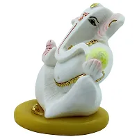 KARIGAARI - Ideas Hand Crafted Polyresin White Eco Friendly Lord Ganesh Idol Figurine-thumb3