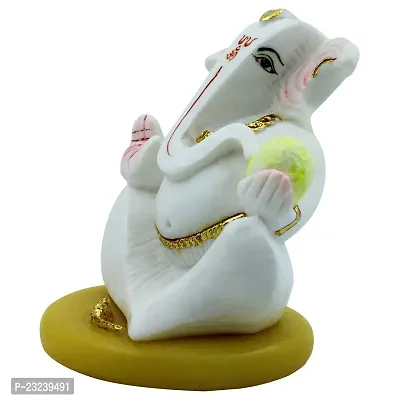 KARIGAARI - Ideas Hand Crafted Polyresin White Eco Friendly Lord Ganesh Idol Figurine-thumb4